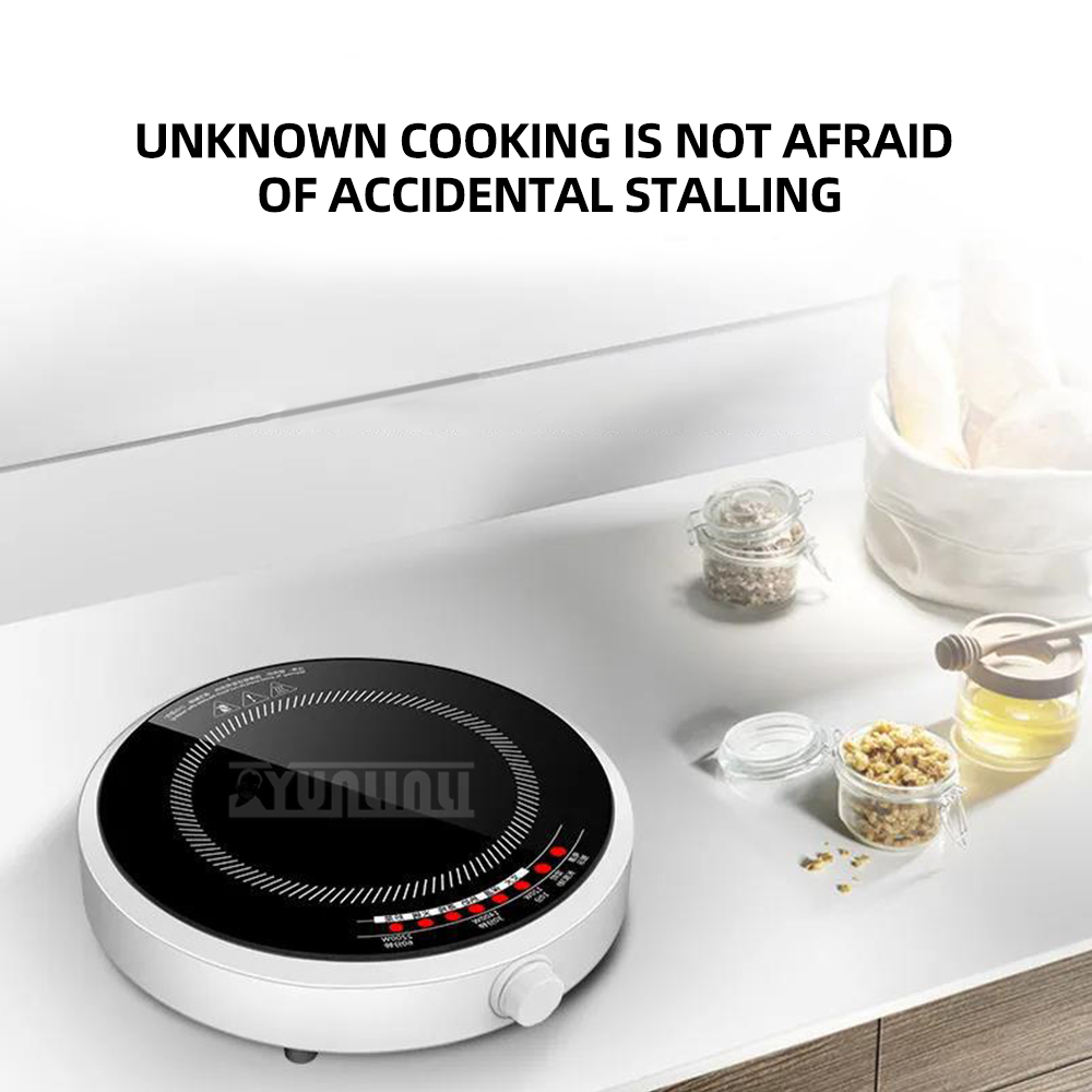 Induction Cooktop Portable - Ronde Smart Inductiekookplaat Huishoudelijke 2200W Inducties