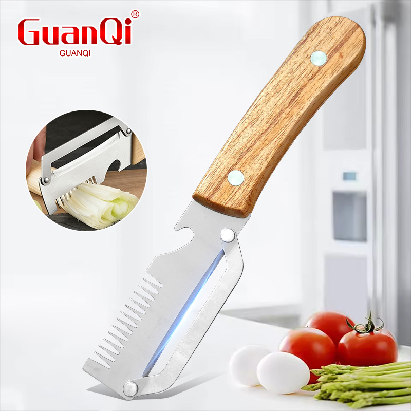 Kitchen Appliances Japan - Multifunctionele dunschiller Roestvrij staal Houten handvat