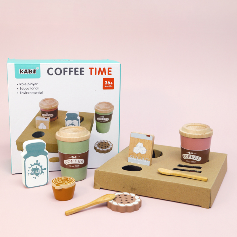Kitchen Appliances For Kids - Houten koffiespeelgoedset voor kinderen, peuter, fantasiespel,